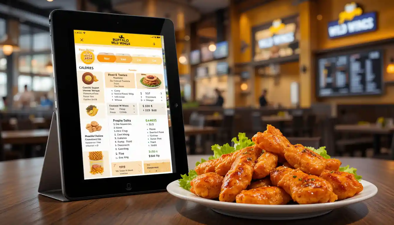 Buffalo Wild Wings Nutrition Calculator Tool 2025 1 buffalo wild wings nutrition calculator on digital screen with brand logo and healthy meal