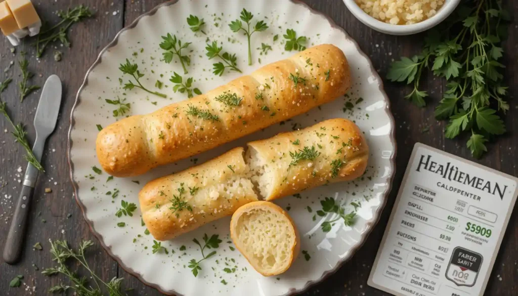 Breadstick bone broken open to reveal fluffy inside, styled with herbs and Parmesan to highlight nutrition and freshness.
