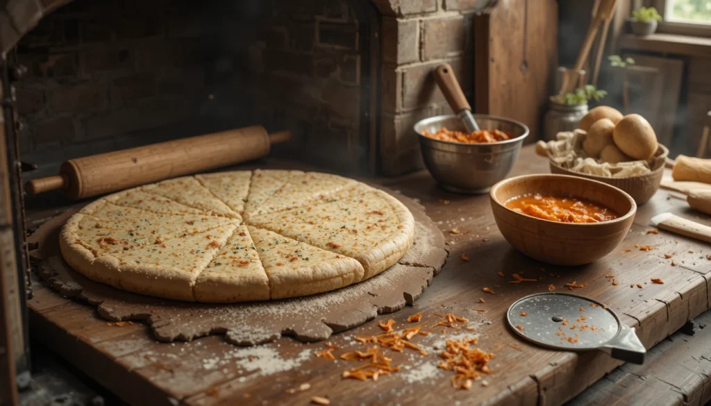 Irresistible Buffalo Chicken Pizza Recipe – Spicy and Cheesy 4 Essential kitchen tools and utensils used to make homemade buffalo chicken pizza.
2. Ingredients – Image Prompt
Prompt:
"Hyper-realistic flat lay of fresh ingredients for buffalo chicken pizza: shredded cooked chicken in a bowl, buffalo sauce in a small dish, shredded mozzarella and cheddar cheese, prepared pizza dough, sliced red onions, ranch dressing, and fresh parsley on a wooden table. Bright natural light, top-down composition, no text."
Image Name: buffalo-pizza-ingredients.jpg
Alt Text: Fresh ingredients laid out for making irresistible buffalo chicken pizza.
3. Main Product Image – Image Prompt
Prompt:
"Hyper-realistic close-up of a freshly baked buffalo chicken pizza sliced into wedges on a wooden board, with gooey melted cheese, spicy buffalo chicken topping, and a drizzle of creamy ranch. Garnished with chopped green onions and parsley, steam rising, shallow depth of field, ultra-detailed, gourmet food magazine style, no text."
Image Name: buffalo-chicken-pizza-main.jpg
Alt Text: Close-up of freshly baked buffalo chicken pizza with melted cheese and spicy toppings.
4. Nutrition Benefits – Image Prompt
Prompt:
"Hyper-realistic composition showing a slice of buffalo chicken pizza on a white plate, surrounded by fresh salad greens, a glass of water, and labeled nutritional elements like protein-rich chicken, calcium from cheese, and whole-grain crust visually represented with ingredients around. Soft daylight, clean kitchen background, no text."
Image Name: buffalo-pizza-nutrition.jpg
Alt Text: Visual representation of the nutritional benefits of buffalo chicken pizza with protein and calcium sources.
Would you like me to write Pinterest titles, tags, and overlay texts for these images next? (That’s the key step to make them go viral.)