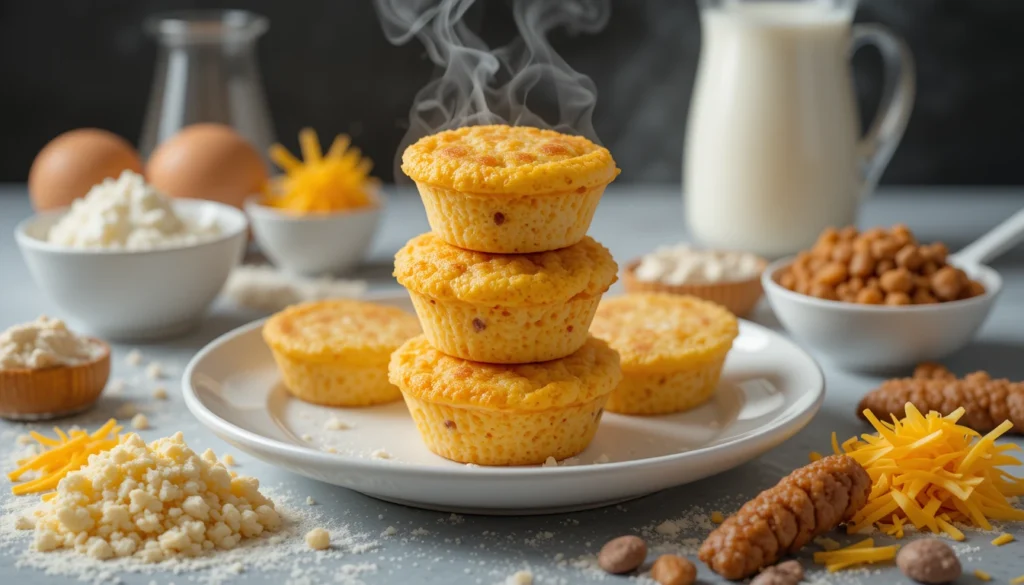 Homemade McGriddle Bites served with visible ingredients like sausage, eggs, and cheese, showing the recipe details.