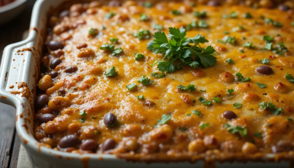 Delicious baked Tex-Mex Zucchini Bake casserole with melted cheese and vibrant Tex-Mex flavors.