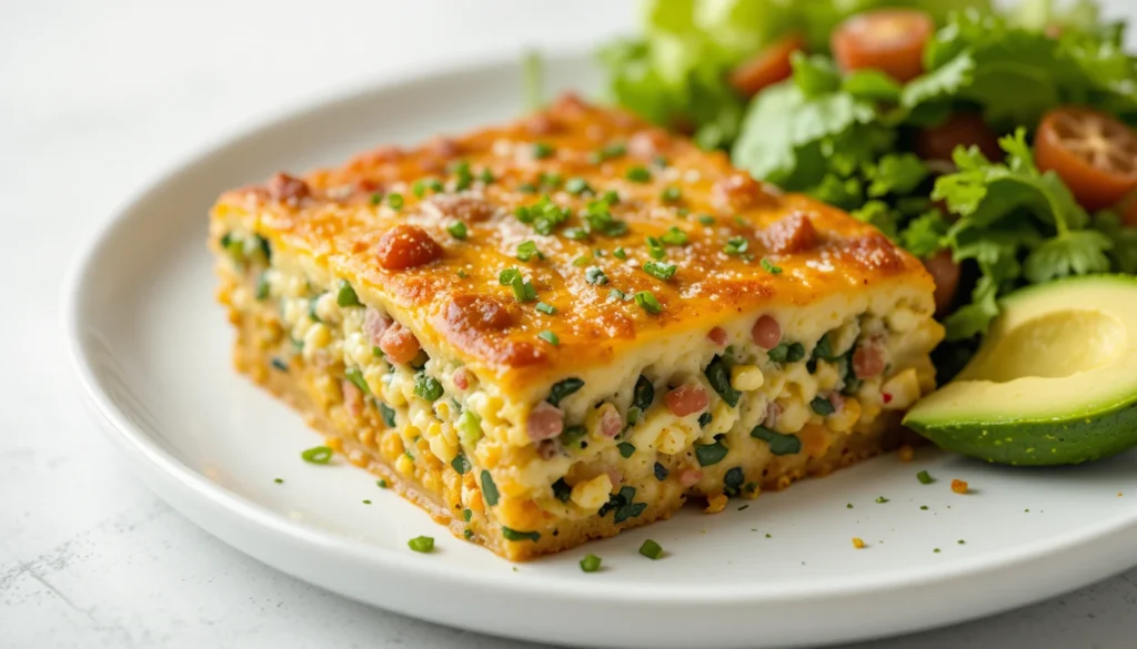 Nutritious serving of Tex-Mex Zucchini Bake showcasing healthy ingredients and balanced meal benefits.